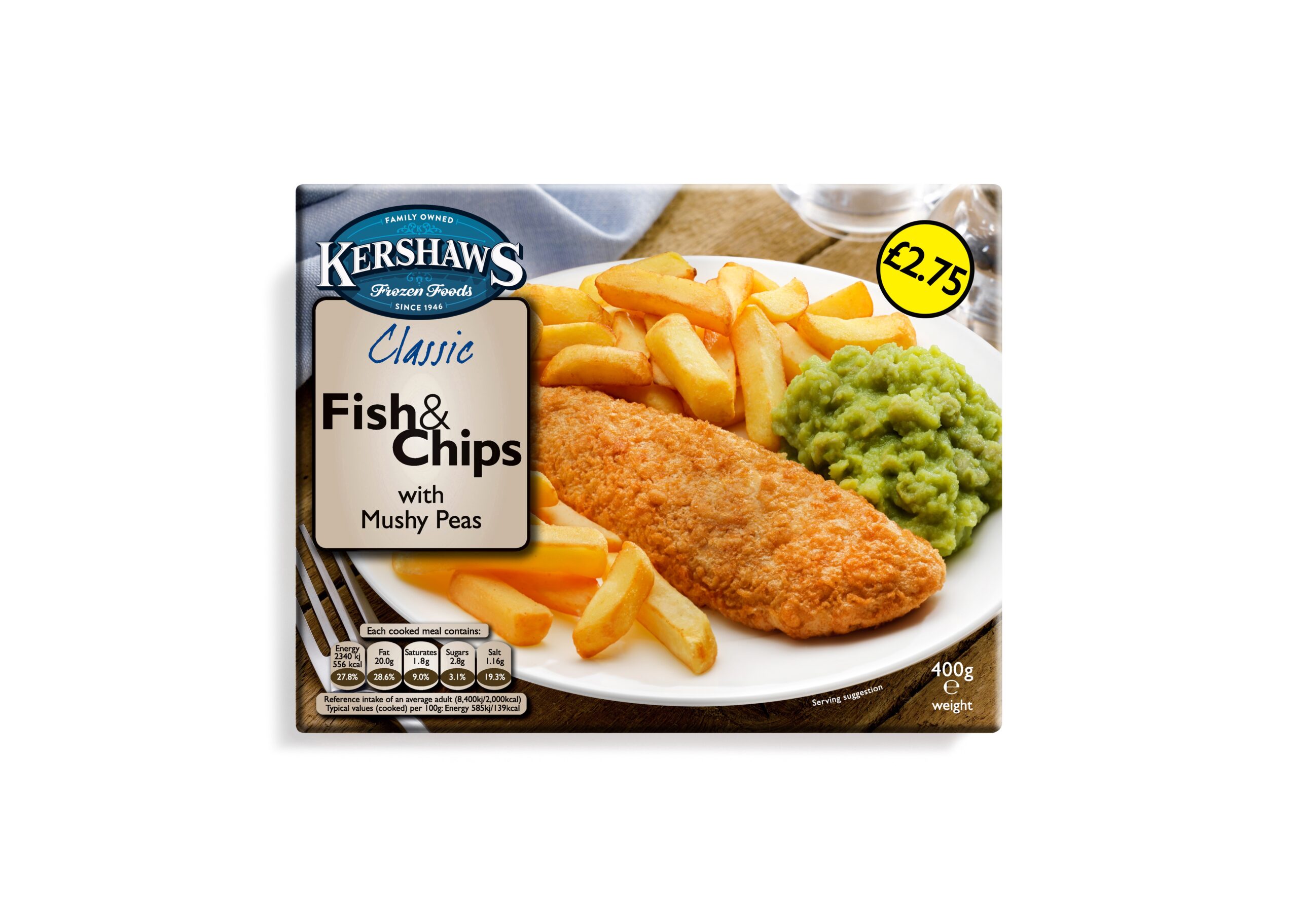 KERSHAWS FISH & CHIPS PMĀ£2.75 400G