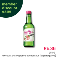 Jinro Peach Soju 복숭에이슬 (ABV 13%)