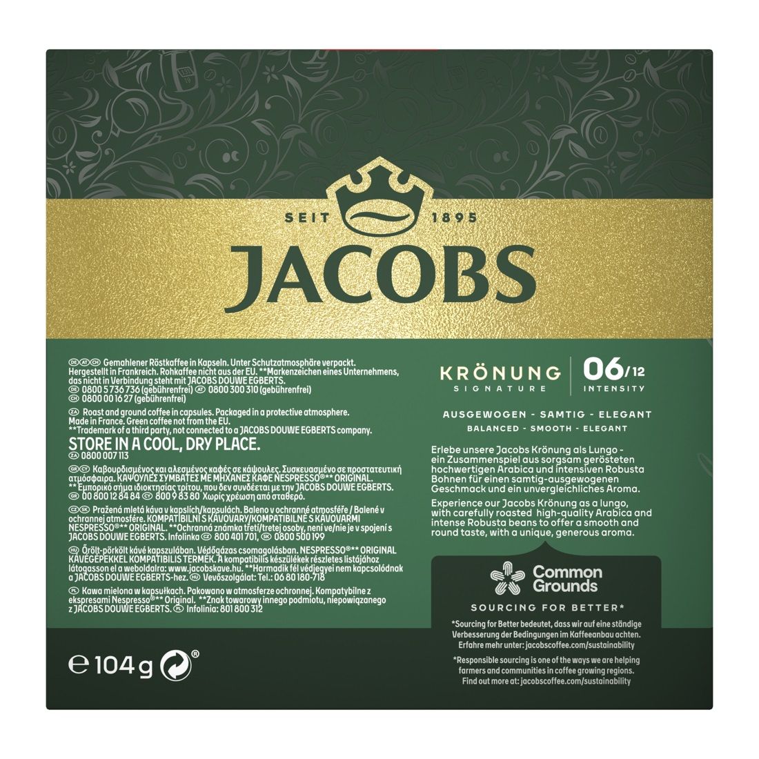 JACOBS Kronung Crema Intensity 6 - Pack of 20 Aluminium Coffee Capsules - Image 2