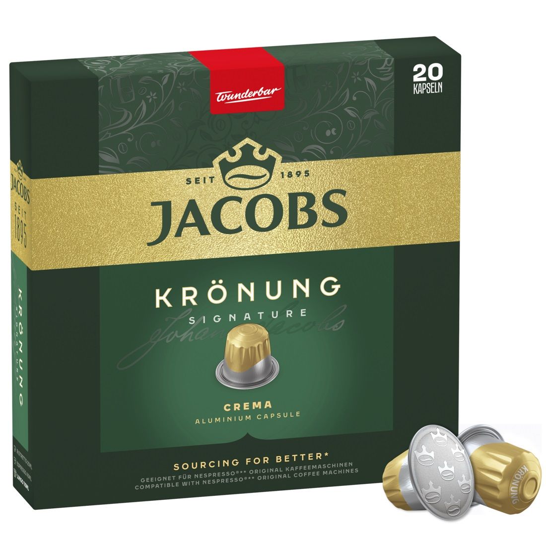 JACOBS Kronung Crema Intensity 6 - Pack of 20 Aluminium Coffee Capsules