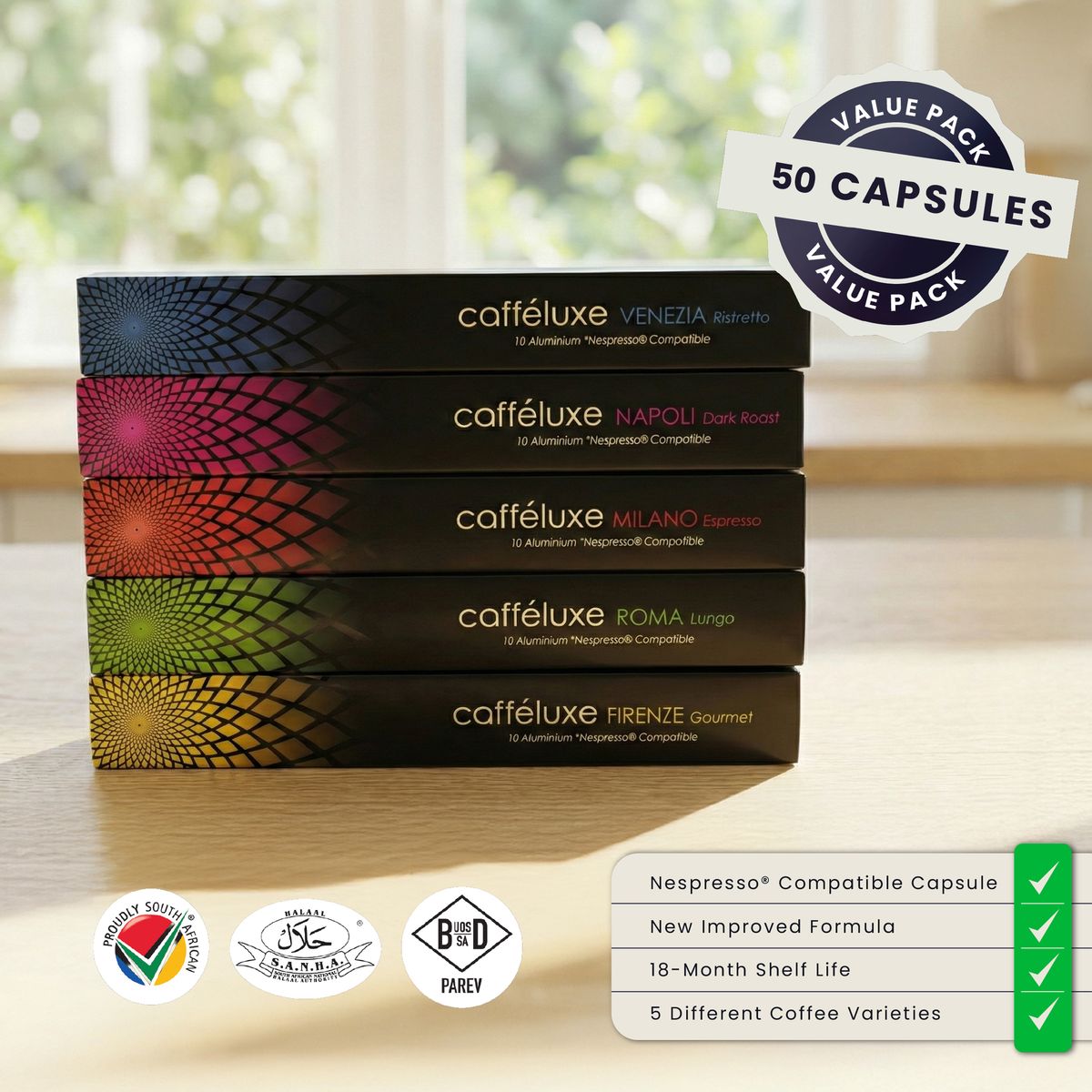 Cafféluxe Mixed Aluminium Nespresso Compatible Coffee | 50 Pack set - Image 2