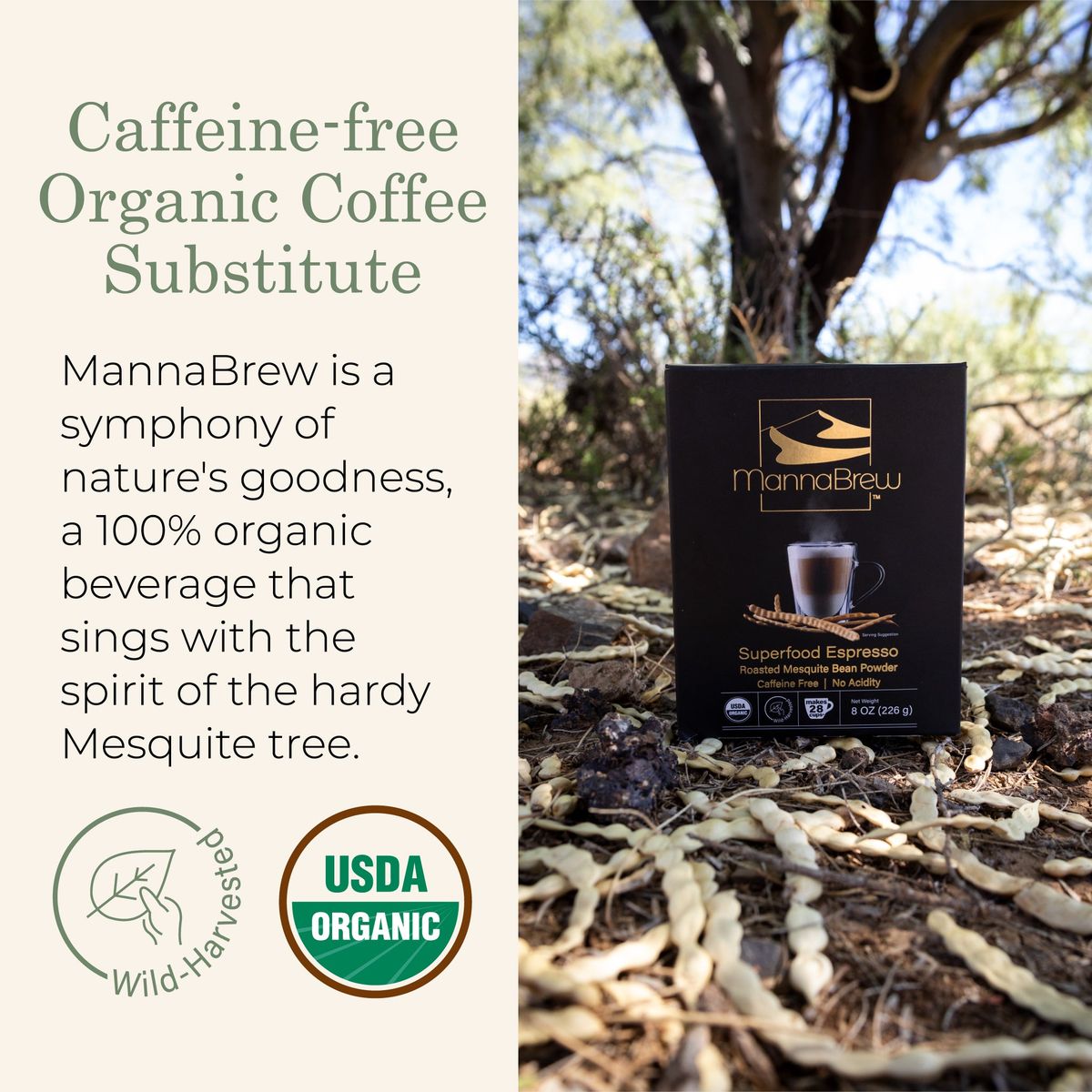 MannaBrew Superfood Espresso - Coffee Alternative Caffeine Free - Image 3